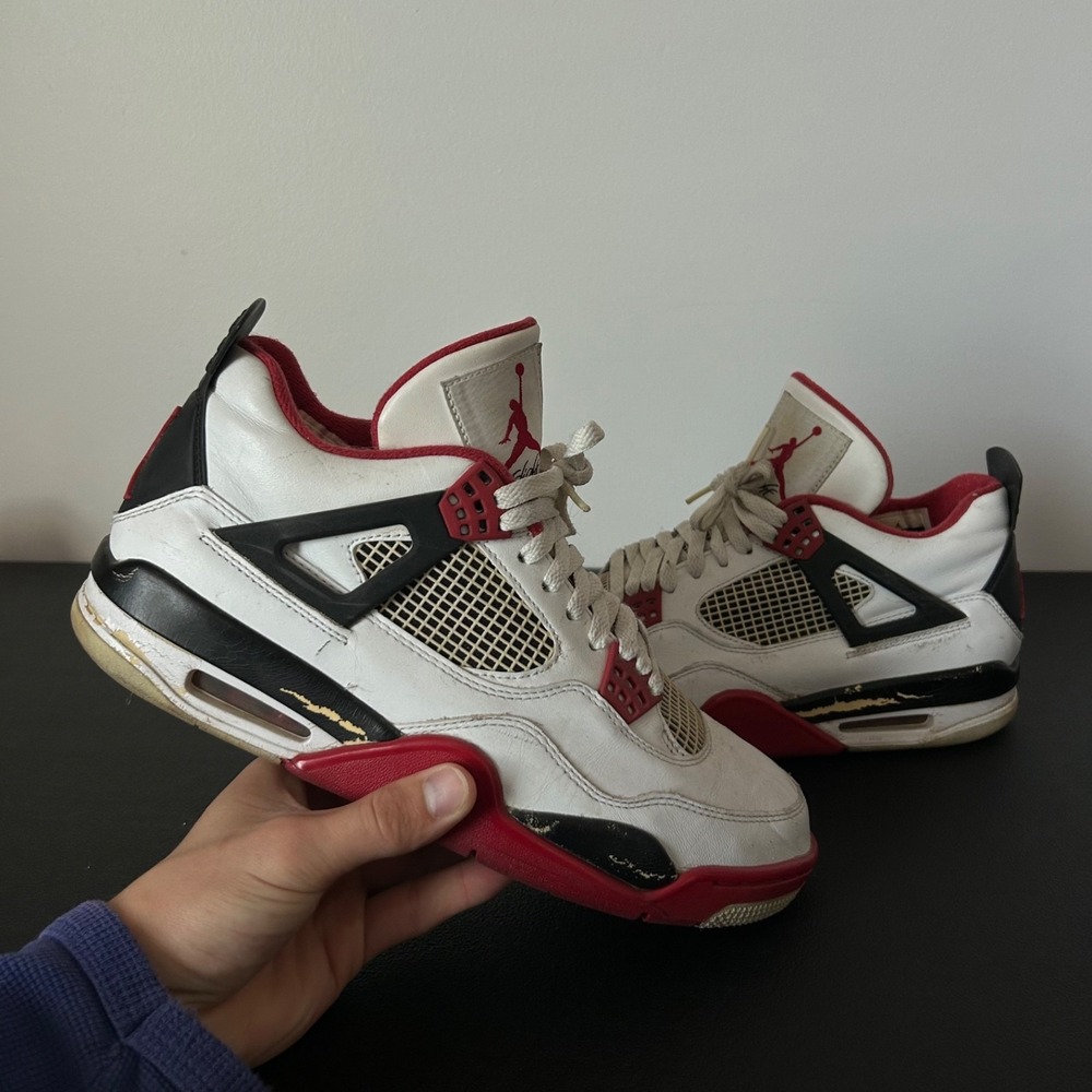 Nike Air Jordan 4 Fire Red Sneakers Mens‎ Size 9.5 2012 Retro Shoes 308497-110